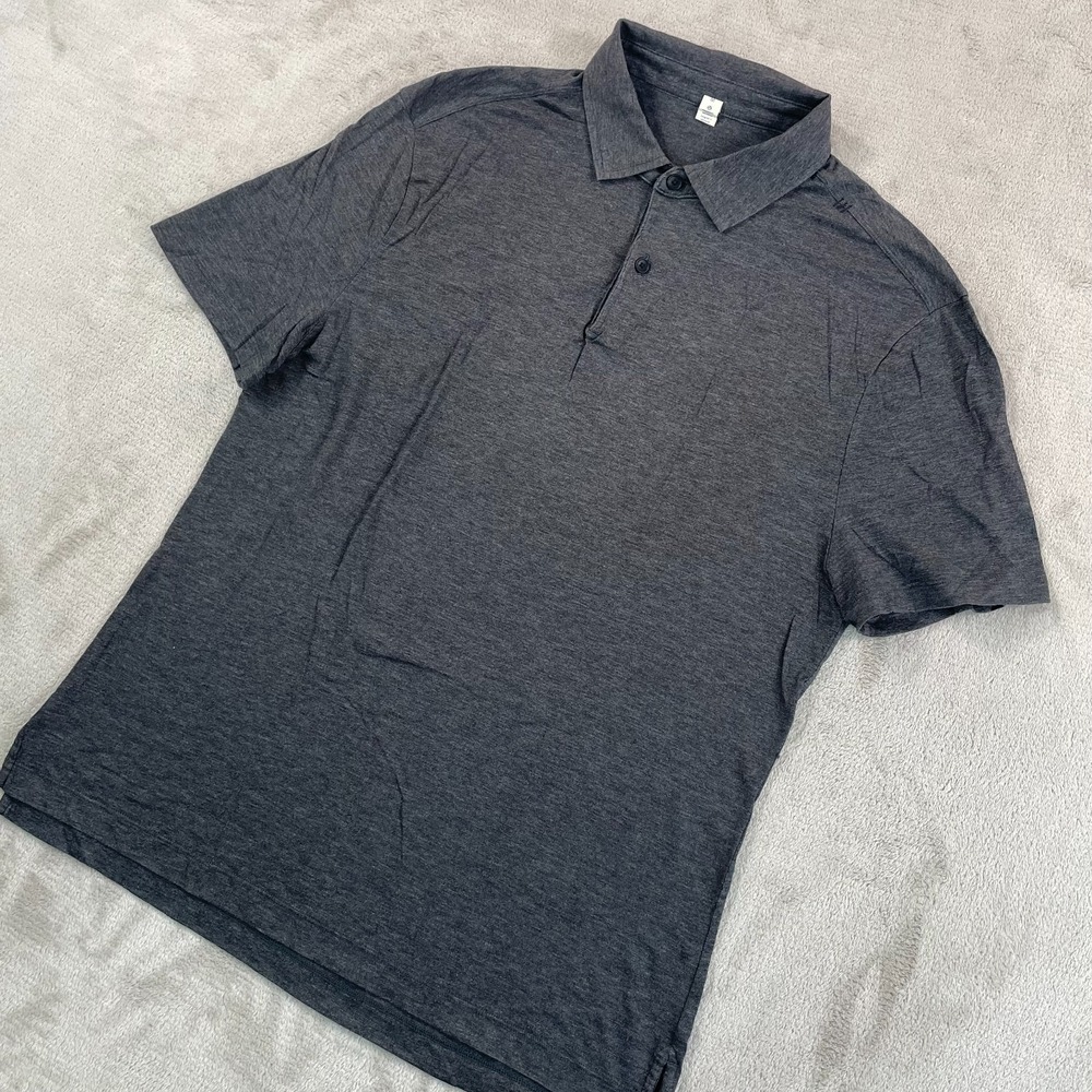 Lululemon Evolution Performance Polo Shirt Men Medium Grey Short Sleeve Golf